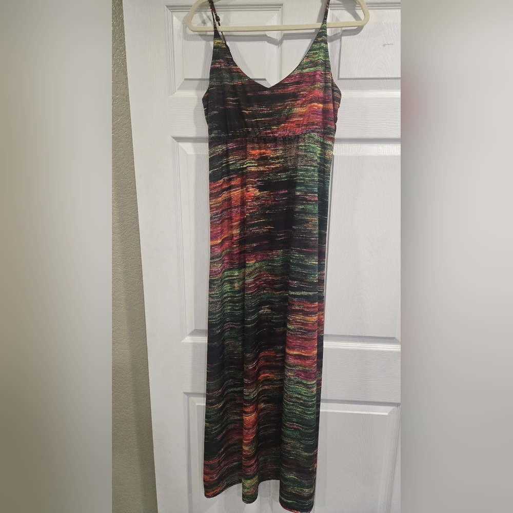 Multi Colored Spaghetti Strap Slip Maxi‎ Dress